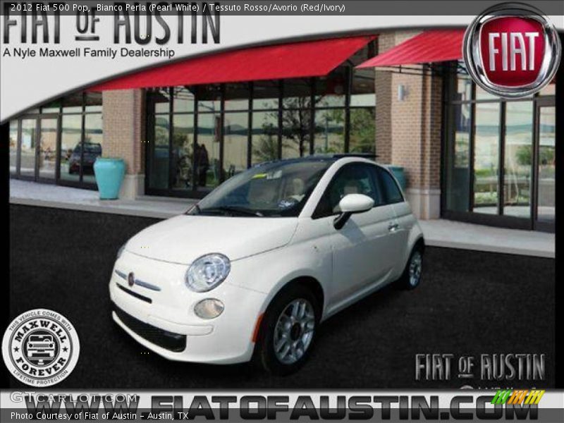 Bianco Perla (Pearl White) / Tessuto Rosso/Avorio (Red/Ivory) 2012 Fiat 500 Pop