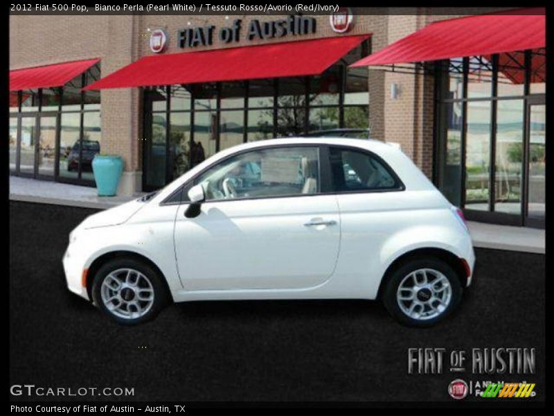 Bianco Perla (Pearl White) / Tessuto Rosso/Avorio (Red/Ivory) 2012 Fiat 500 Pop