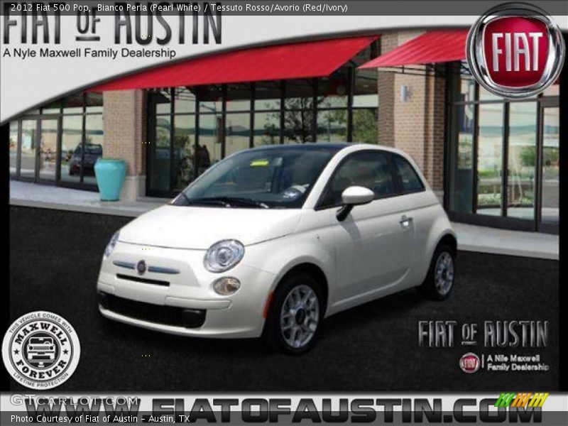 Bianco Perla (Pearl White) / Tessuto Rosso/Avorio (Red/Ivory) 2012 Fiat 500 Pop