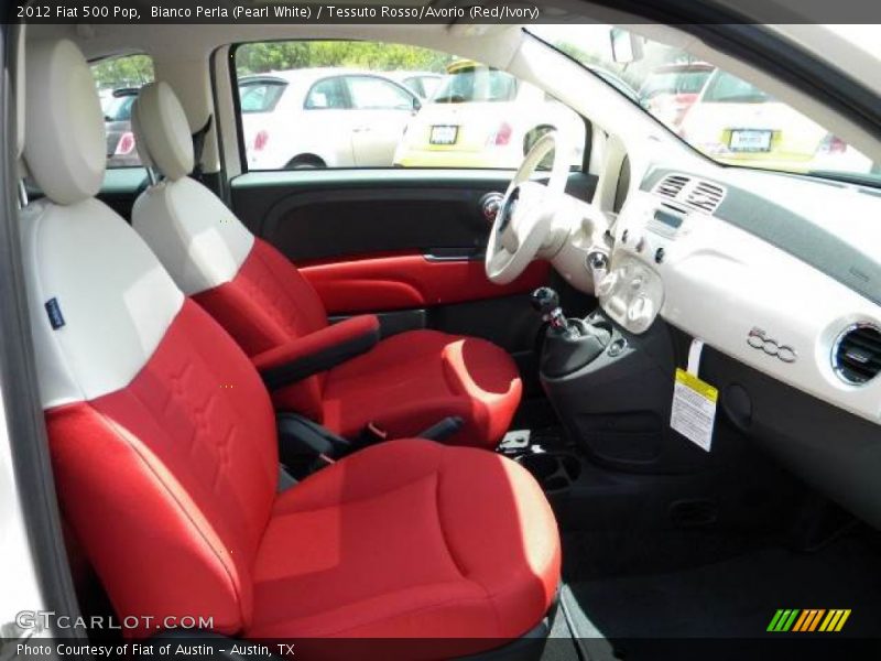 Bianco Perla (Pearl White) / Tessuto Rosso/Avorio (Red/Ivory) 2012 Fiat 500 Pop