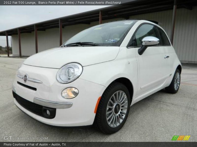 Bianco Perla (Pearl White) / Pelle Rossa/Avorio (Red/Ivory) 2012 Fiat 500 Lounge