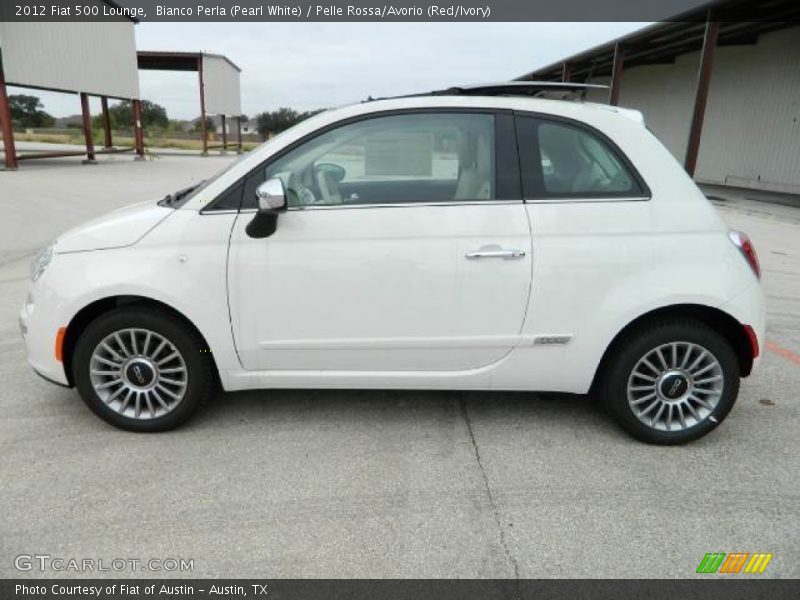 Bianco Perla (Pearl White) / Pelle Rossa/Avorio (Red/Ivory) 2012 Fiat 500 Lounge