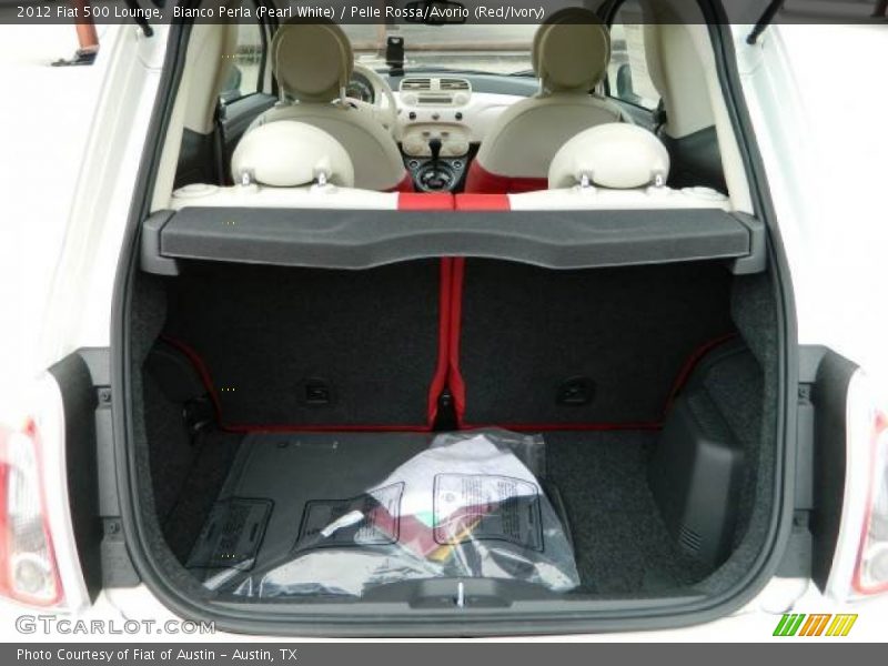 Bianco Perla (Pearl White) / Pelle Rossa/Avorio (Red/Ivory) 2012 Fiat 500 Lounge