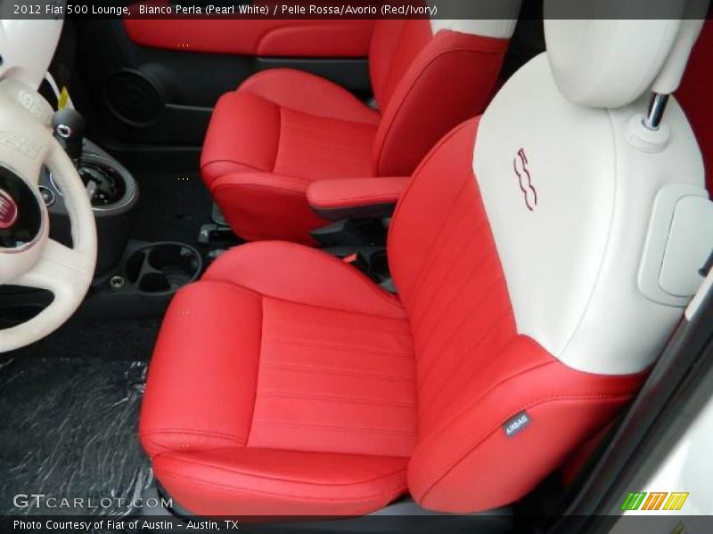 Bianco Perla (Pearl White) / Pelle Rossa/Avorio (Red/Ivory) 2012 Fiat 500 Lounge