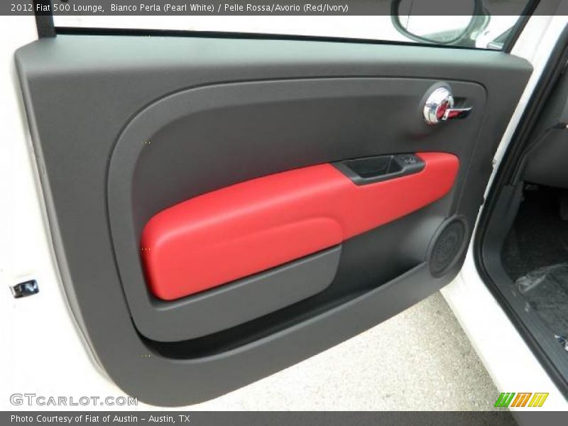 Bianco Perla (Pearl White) / Pelle Rossa/Avorio (Red/Ivory) 2012 Fiat 500 Lounge