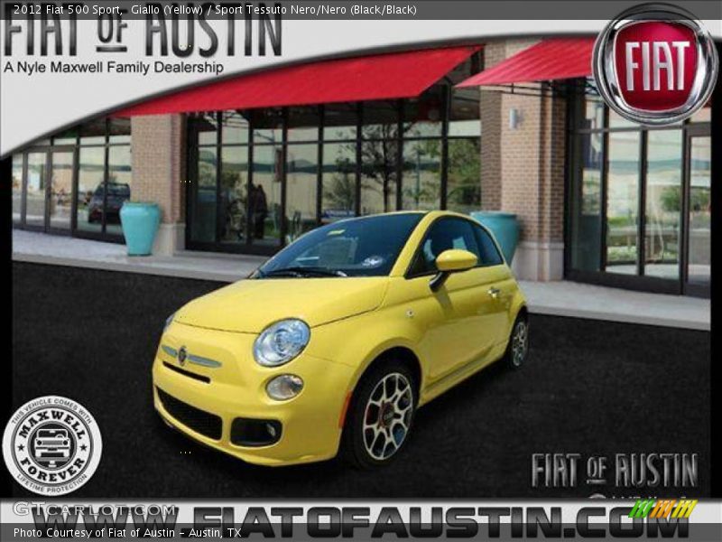 Giallo (Yellow) / Sport Tessuto Nero/Nero (Black/Black) 2012 Fiat 500 Sport