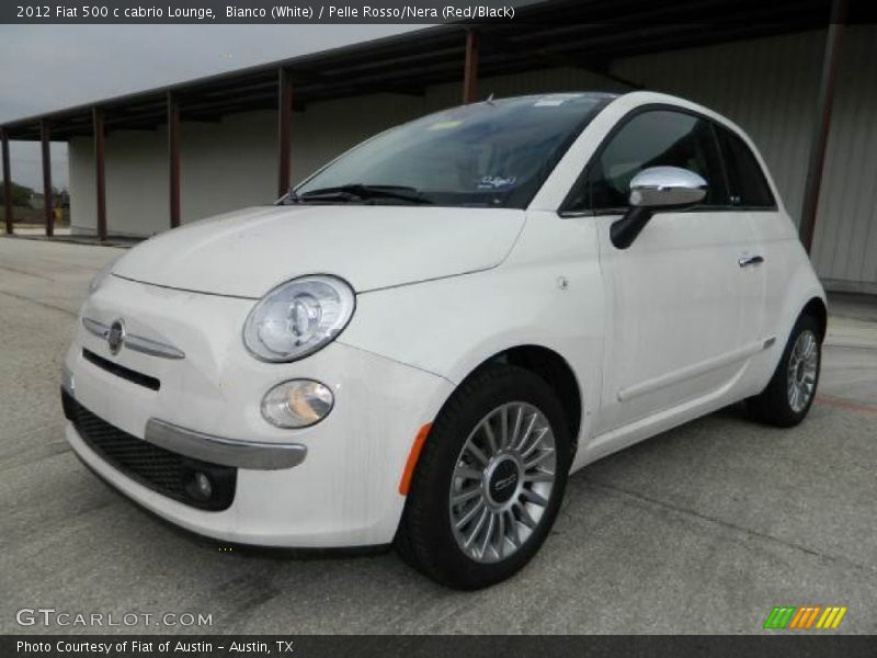 Bianco (White) / Pelle Rosso/Nera (Red/Black) 2012 Fiat 500 c cabrio Lounge