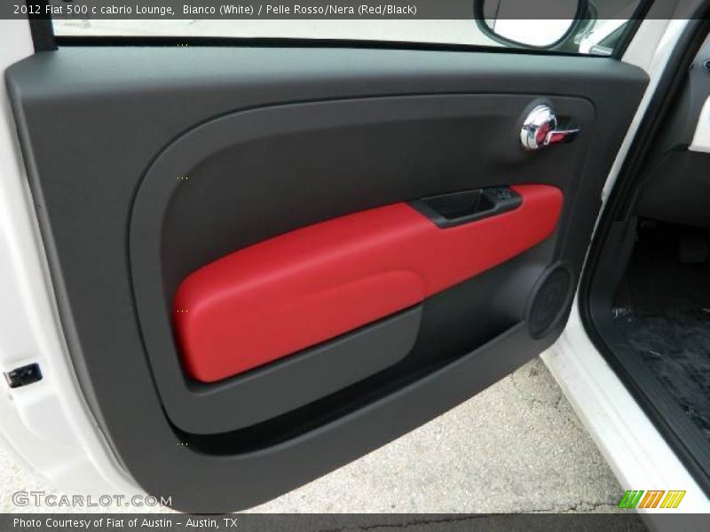 Bianco (White) / Pelle Rosso/Nera (Red/Black) 2012 Fiat 500 c cabrio Lounge