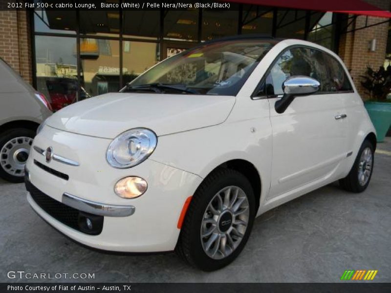 Bianco (White) / Pelle Nera/Nera (Black/Black) 2012 Fiat 500 c cabrio Lounge