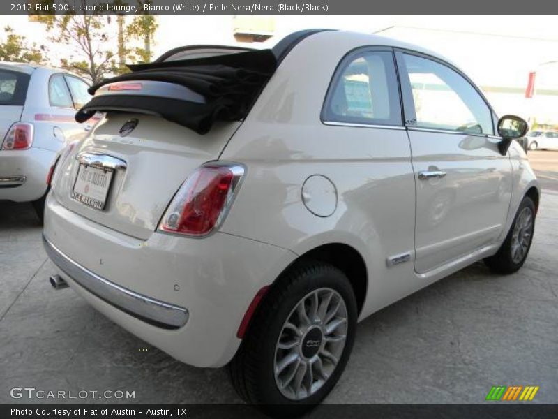 Bianco (White) / Pelle Nera/Nera (Black/Black) 2012 Fiat 500 c cabrio Lounge
