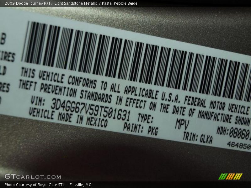 Light Sandstone Metallic / Pastel Pebble Beige 2009 Dodge Journey R/T