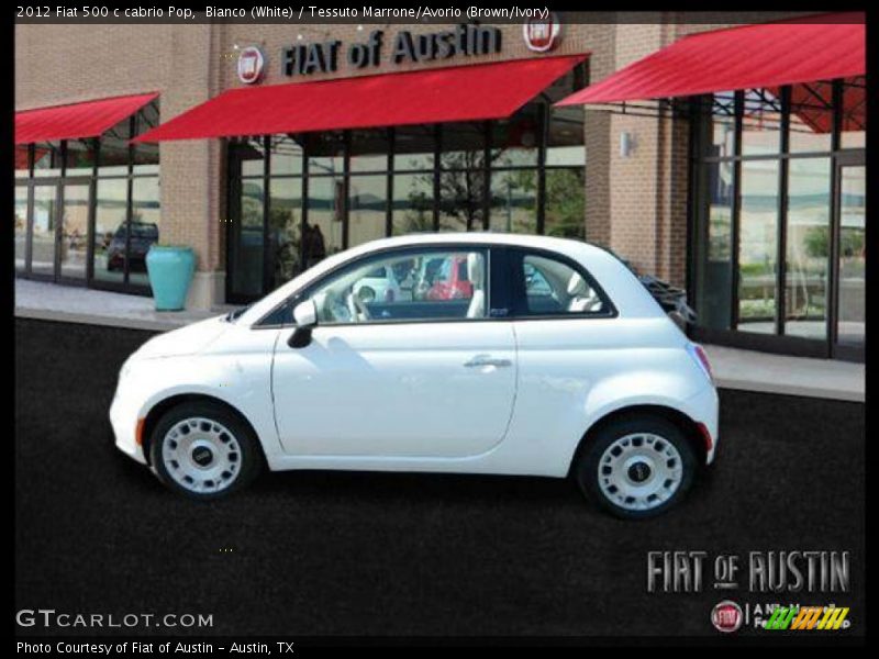Bianco (White) / Tessuto Marrone/Avorio (Brown/Ivory) 2012 Fiat 500 c cabrio Pop