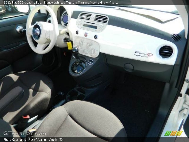 Bianco (White) / Tessuto Marrone/Avorio (Brown/Ivory) 2012 Fiat 500 c cabrio Pop