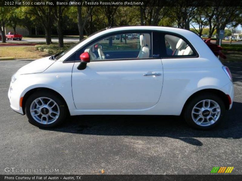 Bianco (White) / Tessuto Rosso/Avorio (Red/Ivory) 2012 Fiat 500 c cabrio Pop