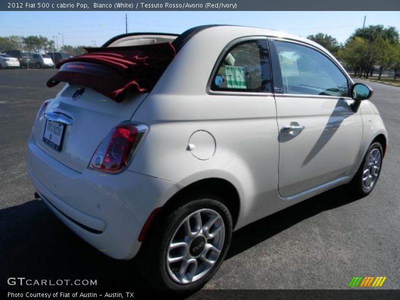 Bianco (White) / Tessuto Rosso/Avorio (Red/Ivory) 2012 Fiat 500 c cabrio Pop
