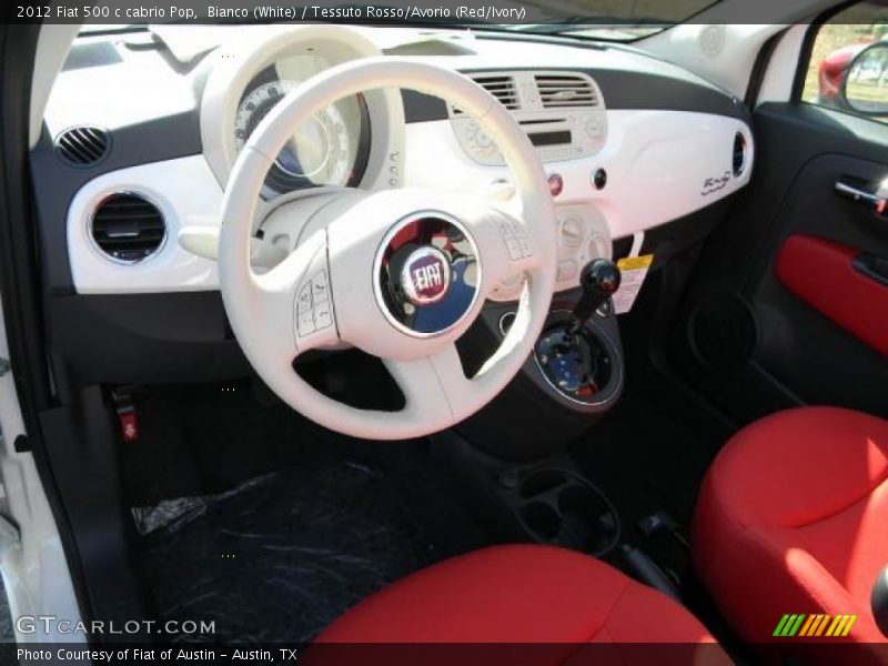 Bianco (White) / Tessuto Rosso/Avorio (Red/Ivory) 2012 Fiat 500 c cabrio Pop