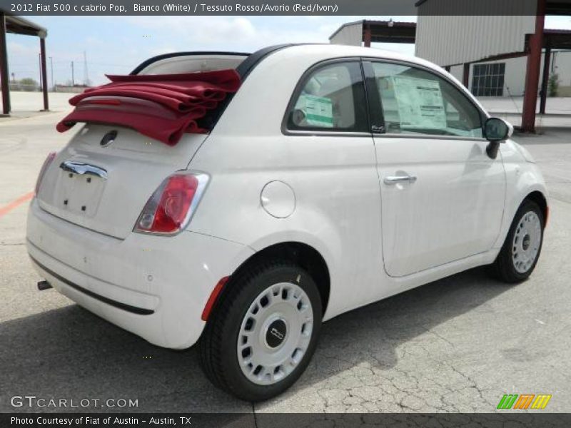 Bianco (White) / Tessuto Rosso/Avorio (Red/Ivory) 2012 Fiat 500 c cabrio Pop