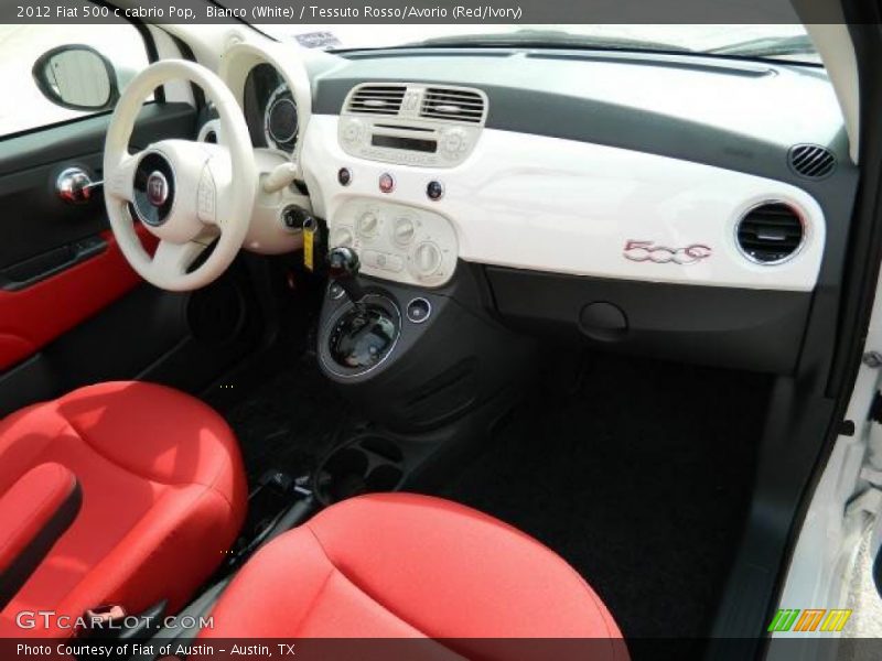 Bianco (White) / Tessuto Rosso/Avorio (Red/Ivory) 2012 Fiat 500 c cabrio Pop