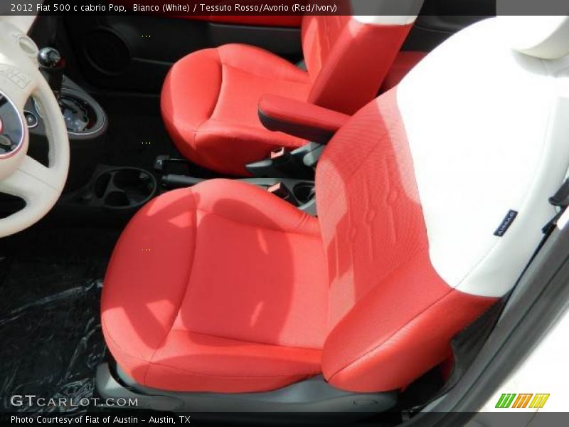 Bianco (White) / Tessuto Rosso/Avorio (Red/Ivory) 2012 Fiat 500 c cabrio Pop