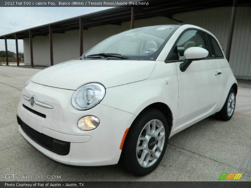Bianco (White) / Tessuto Rosso/Avorio (Red/Ivory) 2012 Fiat 500 c cabrio Pop