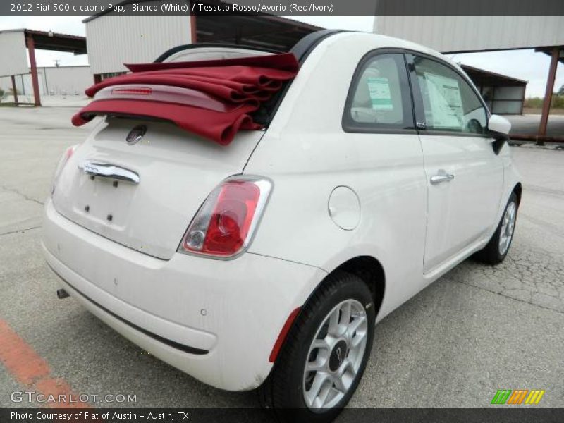 Bianco (White) / Tessuto Rosso/Avorio (Red/Ivory) 2012 Fiat 500 c cabrio Pop