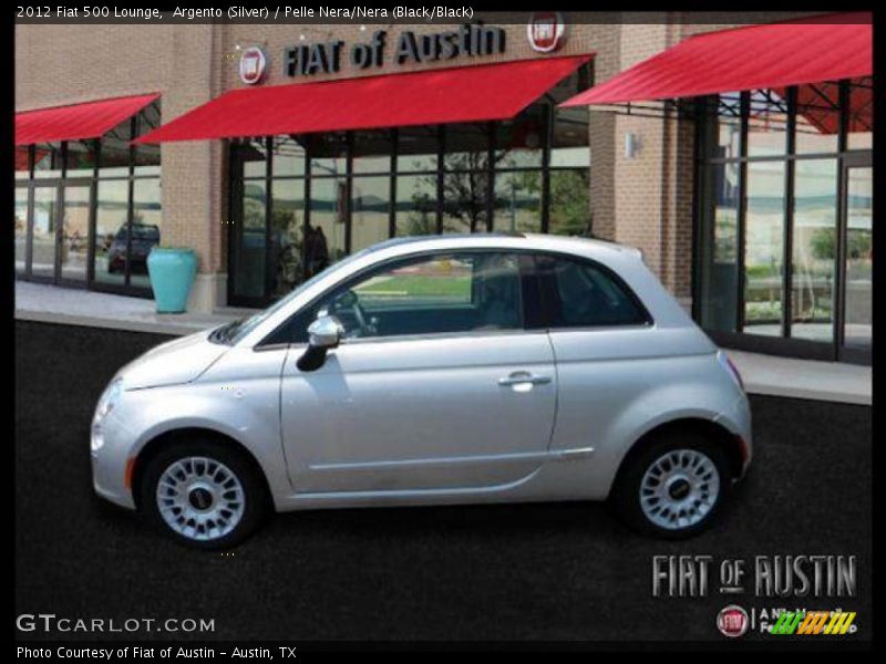 Argento (Silver) / Pelle Nera/Nera (Black/Black) 2012 Fiat 500 Lounge