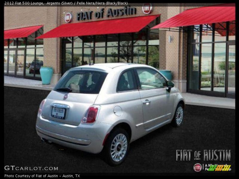 Argento (Silver) / Pelle Nera/Nera (Black/Black) 2012 Fiat 500 Lounge