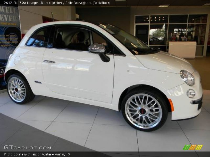 Bianco (White) / Pelle Rosso/Nera (Red/Black) 2012 Fiat 500 Lounge