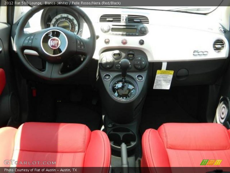 Bianco (White) / Pelle Rosso/Nera (Red/Black) 2012 Fiat 500 Lounge