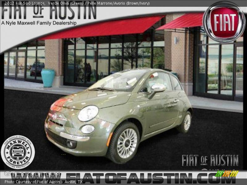 Verde Oliva (Green) / Pelle Marrone/Avorio (Brown/Ivory) 2012 Fiat 500 Lounge