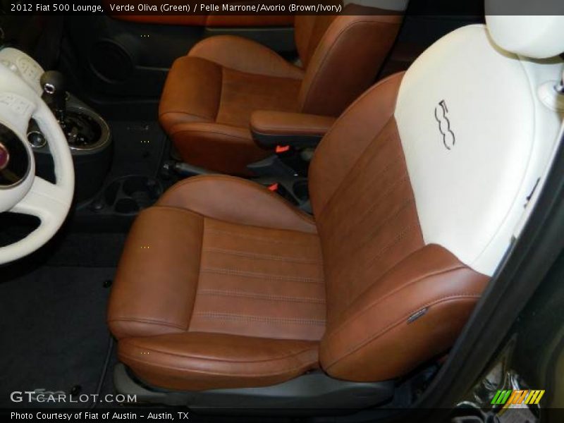 Verde Oliva (Green) / Pelle Marrone/Avorio (Brown/Ivory) 2012 Fiat 500 Lounge