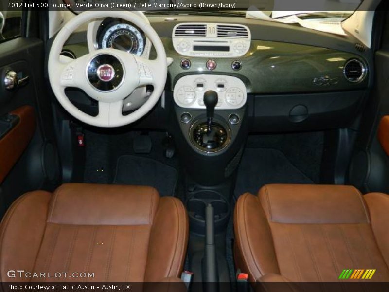 Verde Oliva (Green) / Pelle Marrone/Avorio (Brown/Ivory) 2012 Fiat 500 Lounge