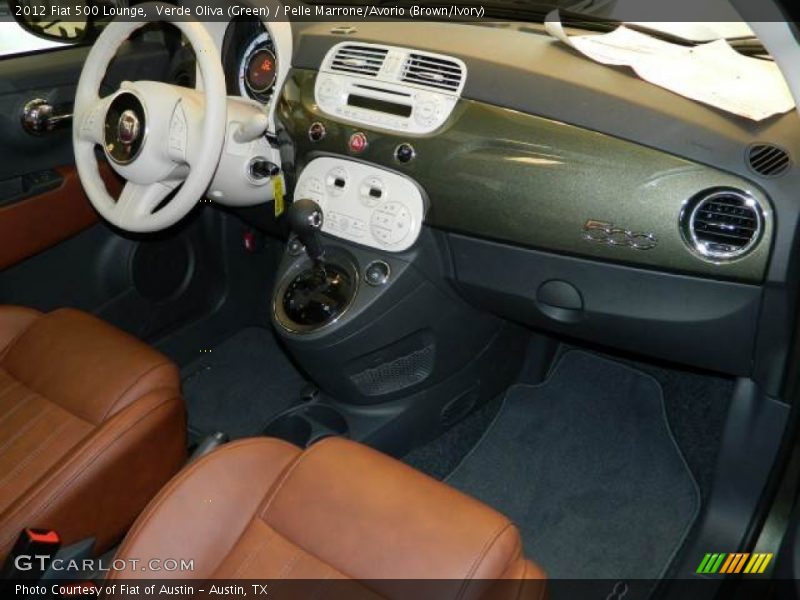 Verde Oliva (Green) / Pelle Marrone/Avorio (Brown/Ivory) 2012 Fiat 500 Lounge