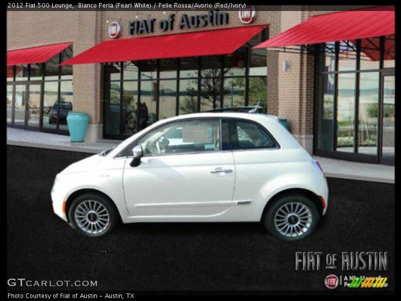 Bianco Perla (Pearl White) / Pelle Rossa/Avorio (Red/Ivory) 2012 Fiat 500 Lounge