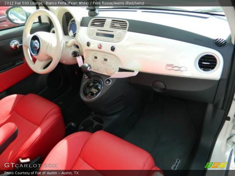 Bianco Perla (Pearl White) / Pelle Rossa/Avorio (Red/Ivory) 2012 Fiat 500 Lounge