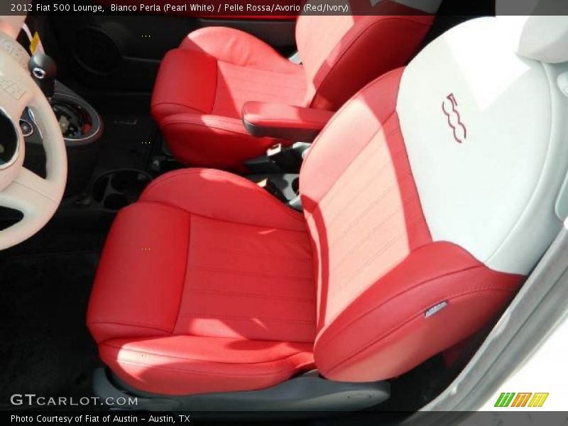 Bianco Perla (Pearl White) / Pelle Rossa/Avorio (Red/Ivory) 2012 Fiat 500 Lounge