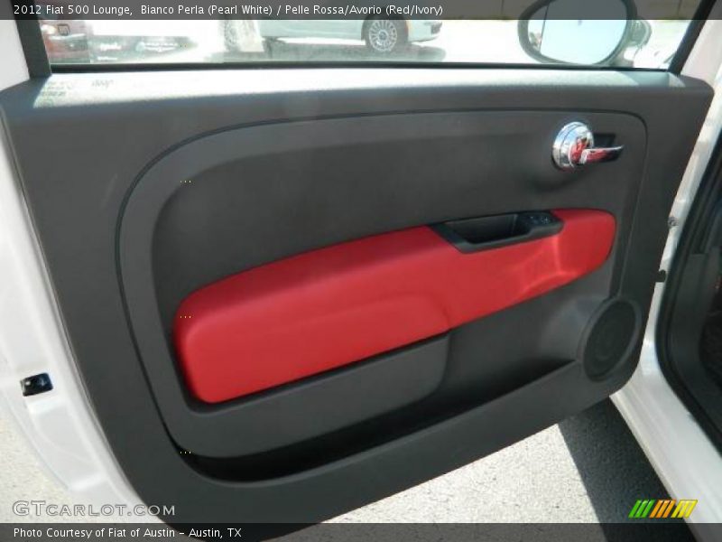 Bianco Perla (Pearl White) / Pelle Rossa/Avorio (Red/Ivory) 2012 Fiat 500 Lounge