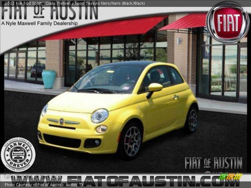 Giallo (Yellow) / Sport Tessuto Nero/Nero (Black/Black) 2012 Fiat 500 Sport