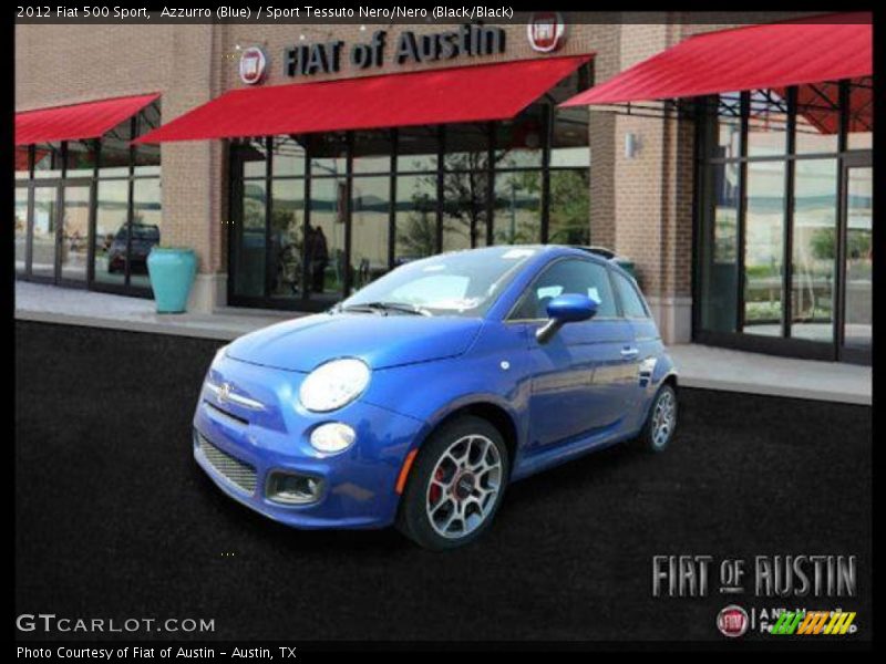 Azzurro (Blue) / Sport Tessuto Nero/Nero (Black/Black) 2012 Fiat 500 Sport