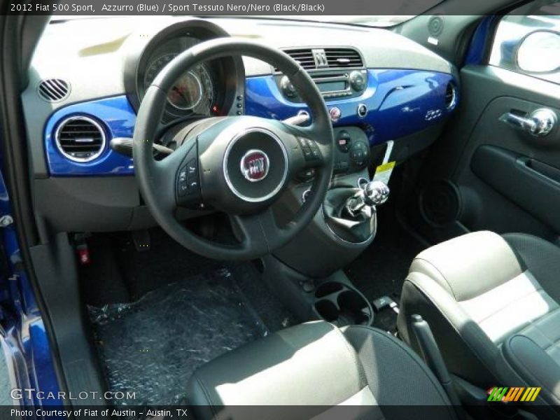 Azzurro (Blue) / Sport Tessuto Nero/Nero (Black/Black) 2012 Fiat 500 Sport