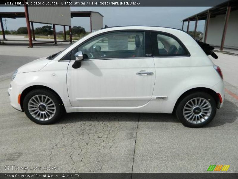 Bianco (White) / Pelle Rosso/Nera (Red/Black) 2012 Fiat 500 c cabrio Lounge