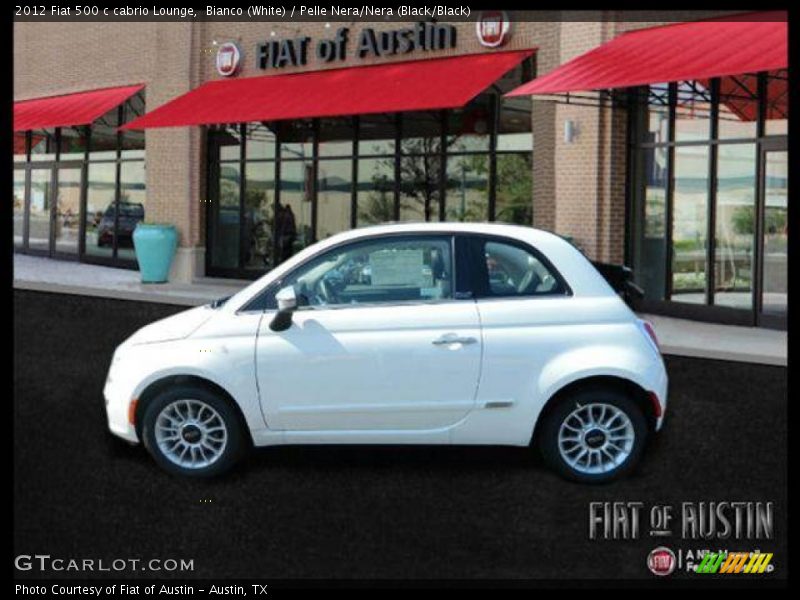 Bianco (White) / Pelle Nera/Nera (Black/Black) 2012 Fiat 500 c cabrio Lounge