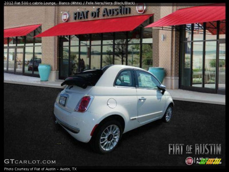 Bianco (White) / Pelle Nera/Nera (Black/Black) 2012 Fiat 500 c cabrio Lounge