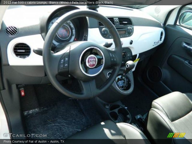 Bianco (White) / Pelle Nera/Nera (Black/Black) 2012 Fiat 500 c cabrio Lounge
