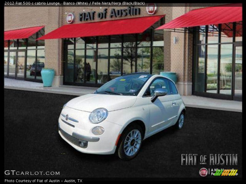 Bianco (White) / Pelle Nera/Nera (Black/Black) 2012 Fiat 500 c cabrio Lounge