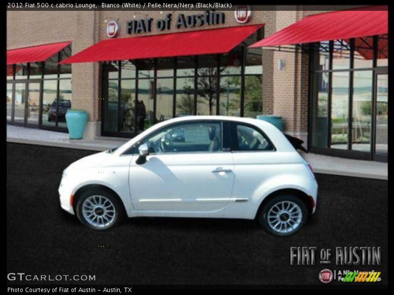 Bianco (White) / Pelle Nera/Nera (Black/Black) 2012 Fiat 500 c cabrio Lounge