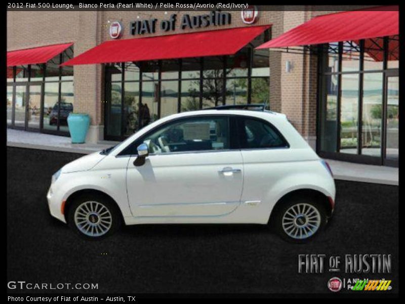 Bianco Perla (Pearl White) / Pelle Rossa/Avorio (Red/Ivory) 2012 Fiat 500 Lounge