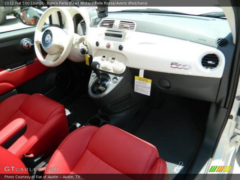 Bianco Perla (Pearl White) / Pelle Rossa/Avorio (Red/Ivory) 2012 Fiat 500 Lounge