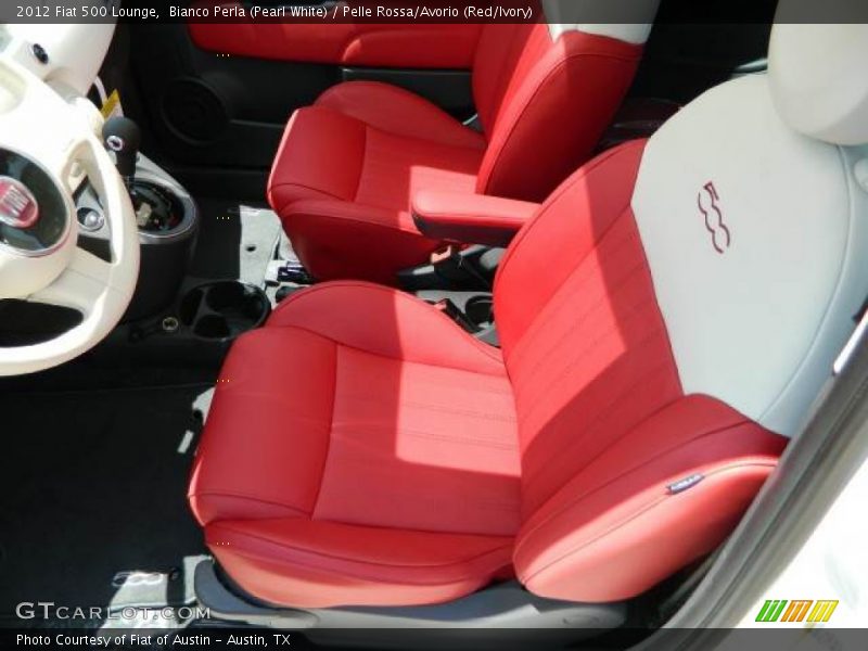 Bianco Perla (Pearl White) / Pelle Rossa/Avorio (Red/Ivory) 2012 Fiat 500 Lounge