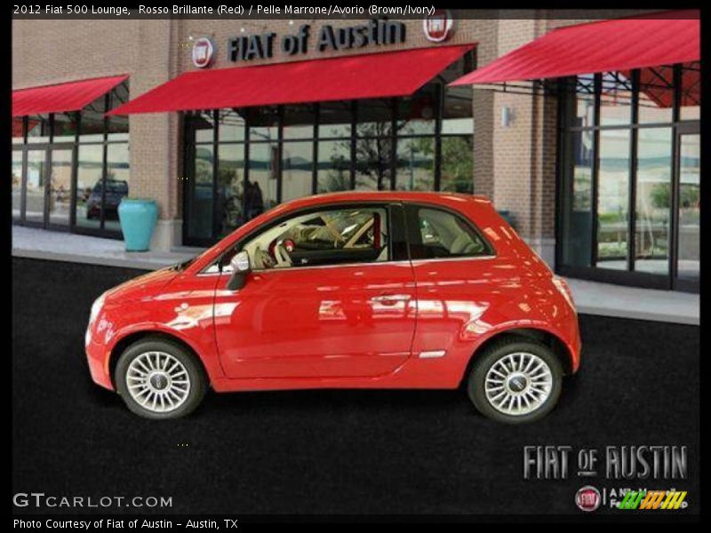 Rosso Brillante (Red) / Pelle Marrone/Avorio (Brown/Ivory) 2012 Fiat 500 Lounge